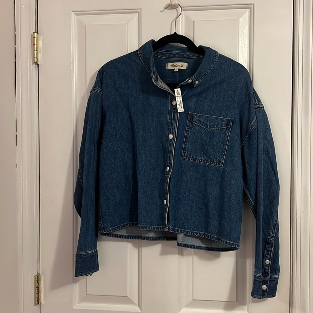 Madewell Cropped Button Down Denim Shirt